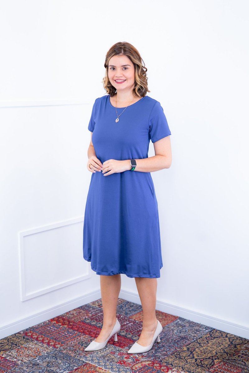 Vestido Sara - Malha Confort Midi com Manga - Naguirre Shop