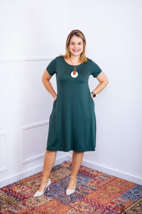 Vestido Sara - Malha Confort Midi com Manga - Naguirre Shop