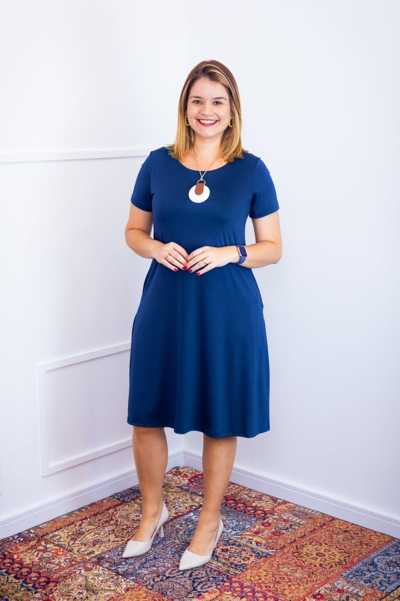 Vestido Sara - Malha Confort Midi com Manga - Naguirre Shop