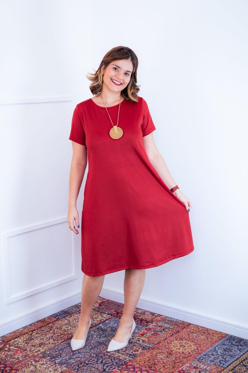 Vestido Sara - Malha Confort Midi com Manga - Naguirre Shop