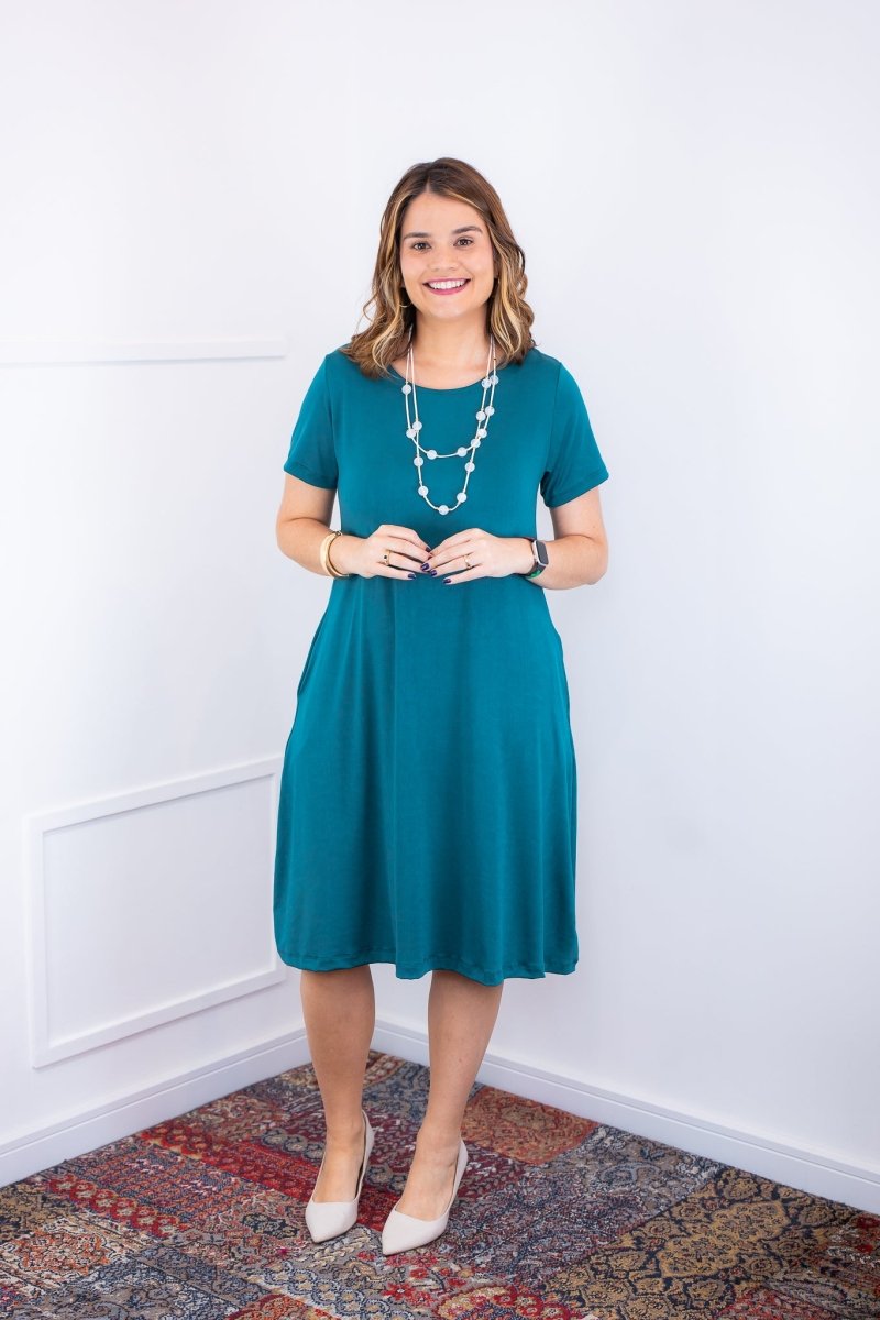 Vestido Sara - Malha Confort Midi com Manga - Naguirre Shop