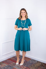 Vestido Sara - Malha Confort Midi com Manga - Naguirre Shop