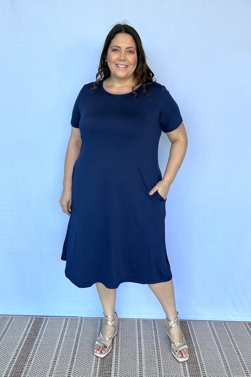 Vestido Sara - Malha Confort Midi com Manga - Naguirre Shop