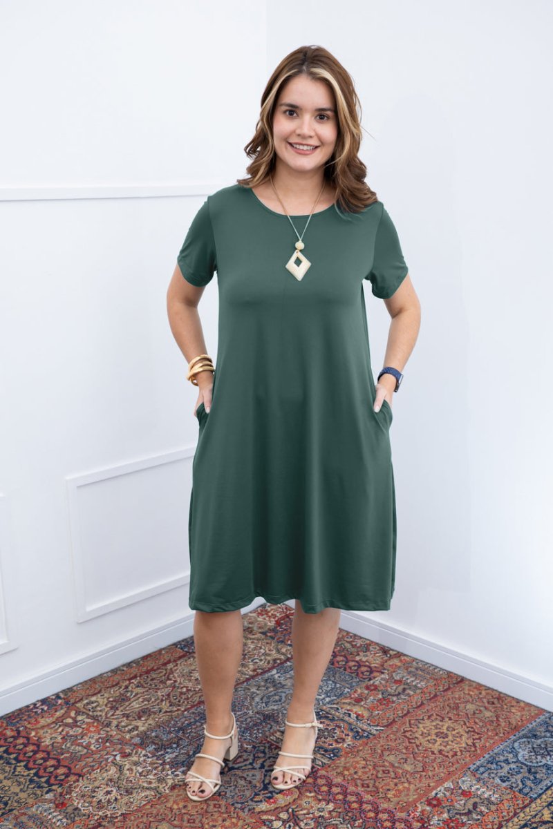 Vestido Sara - Malha Confort Midi com Manga - Naguirre Shop