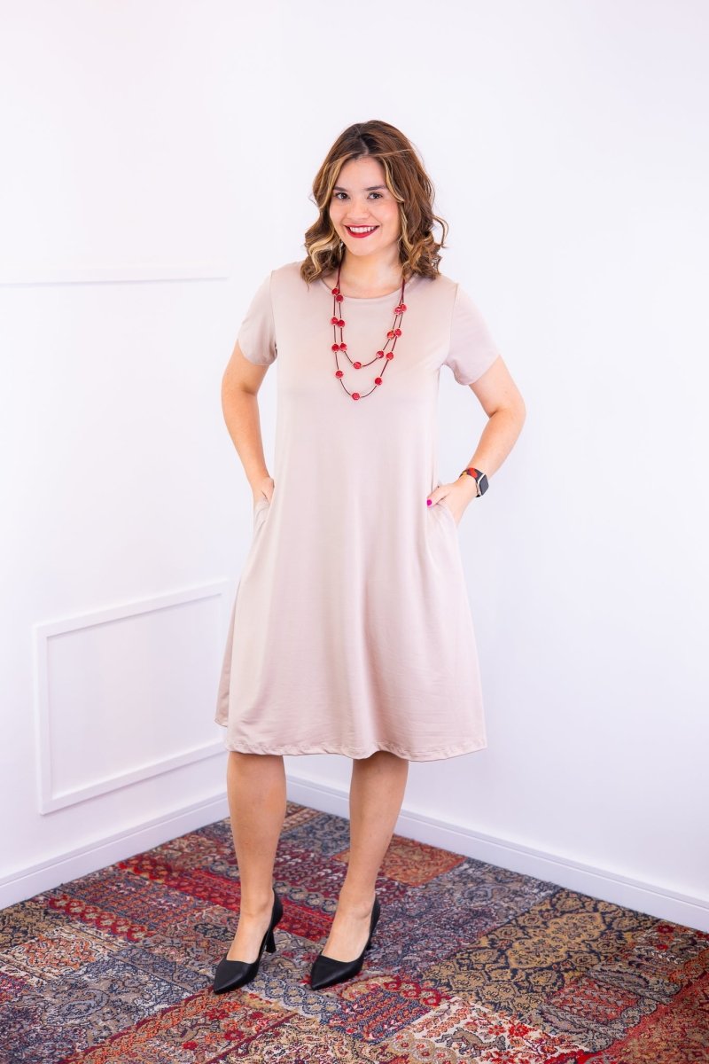 Vestido Sara - Malha Confort Midi com Manga - Naguirre Shop