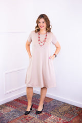 Vestido Sara - Malha Confort Midi com Manga - Naguirre Shop