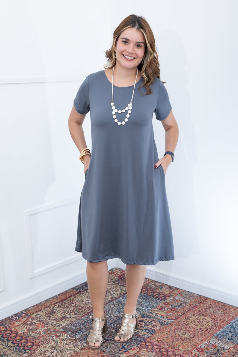Vestido Sara - Malha Confort Midi com Manga - Naguirre Shop