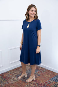 Vestido Sara - Malha Confort Midi com Manga - Naguirre Shop
