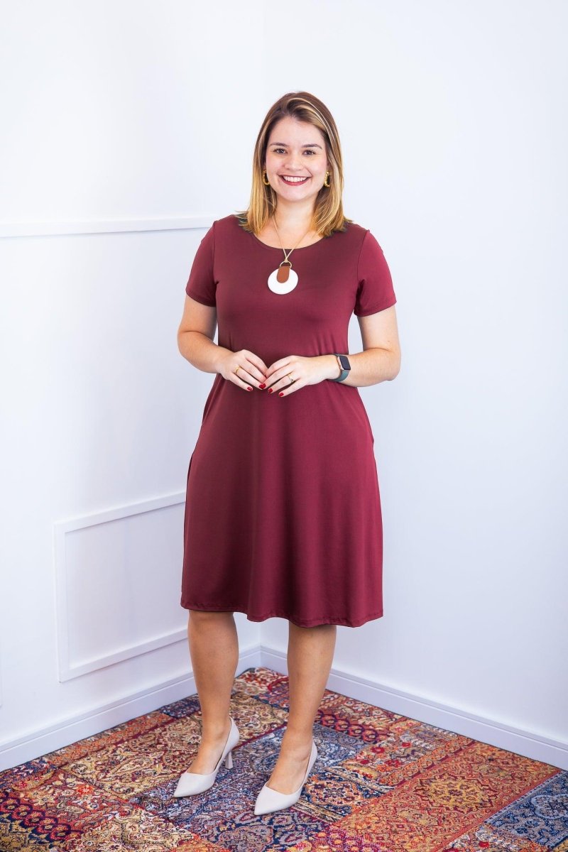 Vestido Sara - Malha Confort Midi com Manga - Naguirre Shop