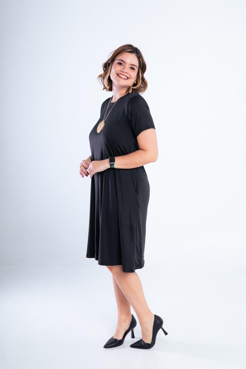 Vestido Sara - Malha Confort Midi com Manga - Naguirre Shop