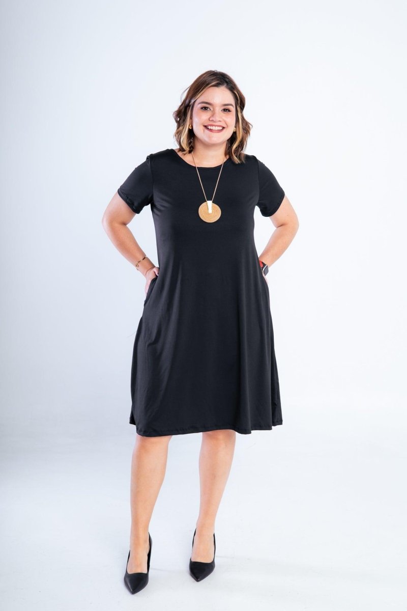 Vestido Sara - Malha Confort Midi com Manga - Naguirre Shop