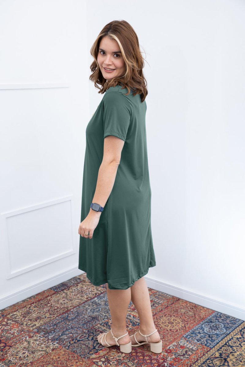 Vestido Sara - Malha Confort Midi com Manga - Naguirre Shop