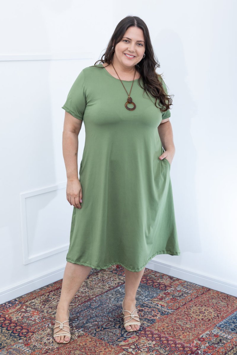 Vestido Sara - Malha Confort Midi com Manga - Naguirre Shop