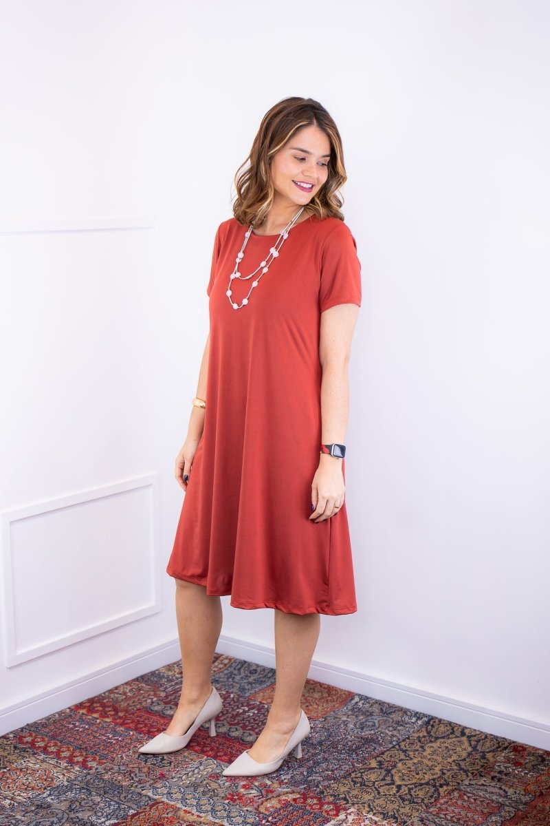 Vestido Sara - Malha Confort Midi com Manga - Naguirre Shop