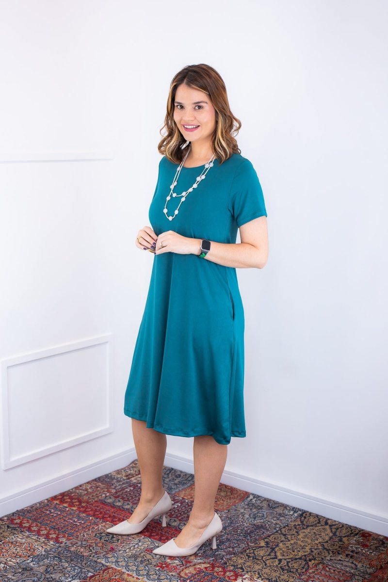 Vestido Sara - Malha Confort Midi com Manga - Naguirre Shop