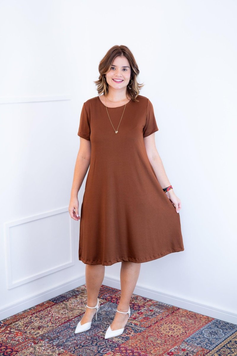 Vestido Sara - Malha Confort Midi com Manga - Naguirre Shop