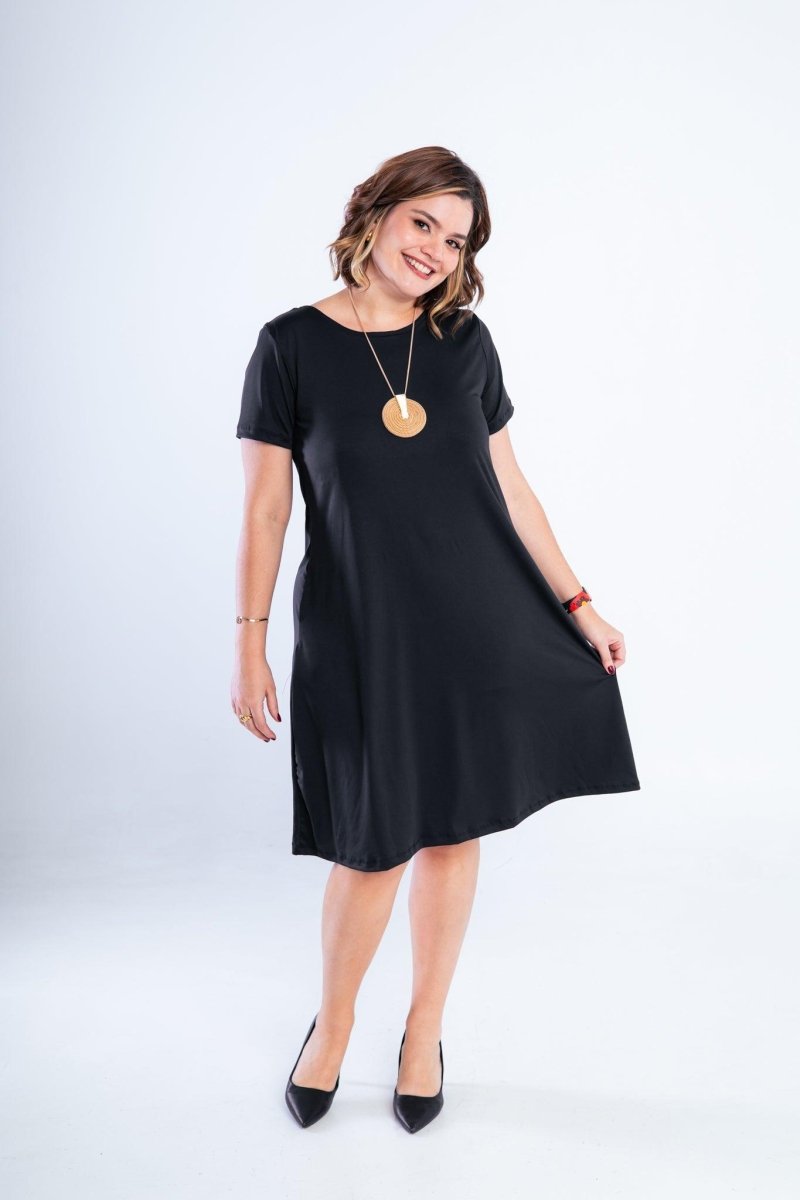 Vestido Sara - Malha Confort Midi com Manga - Naguirre Shop