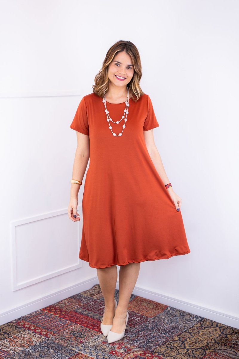 Vestido Sara - Malha Confort Midi com Manga - Naguirre Shop