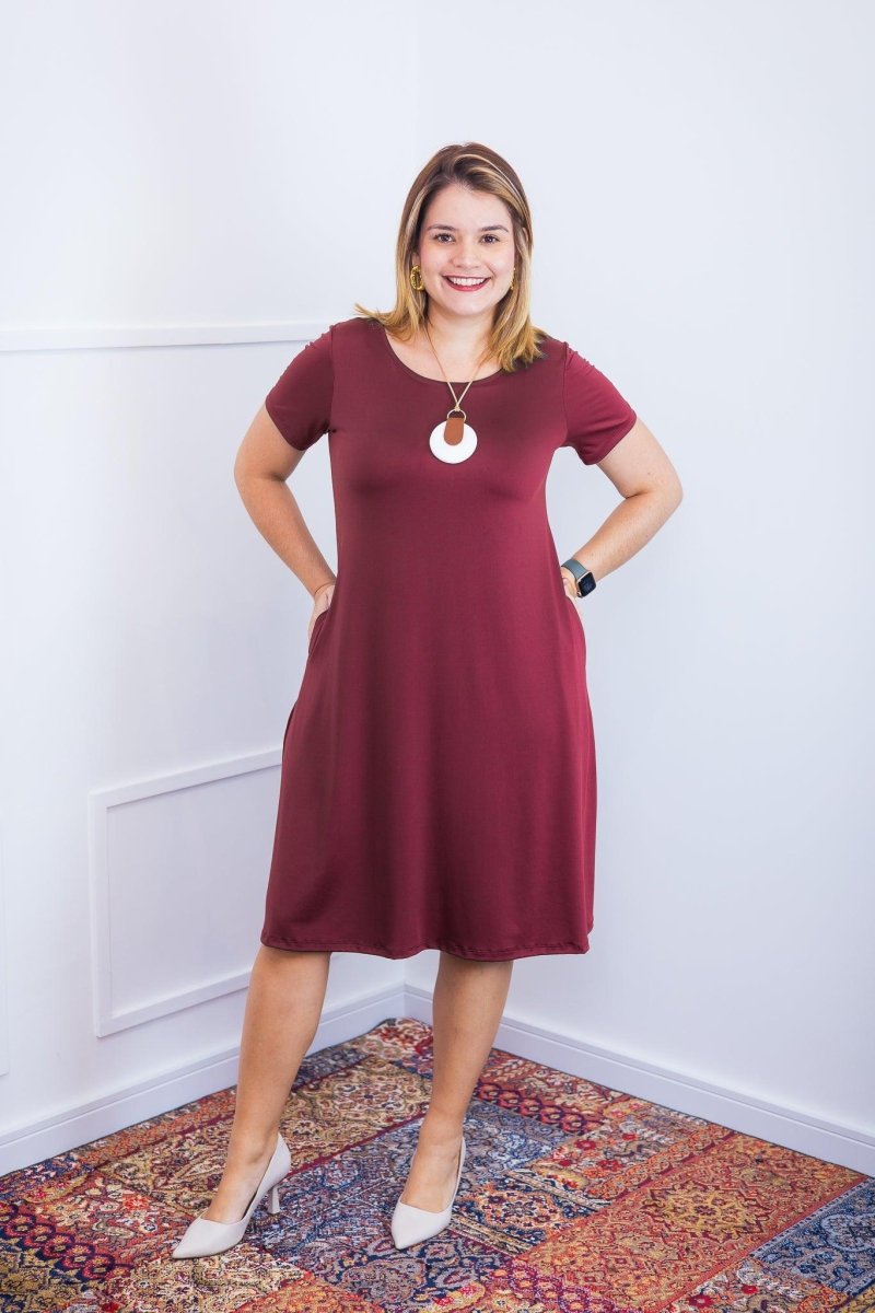 Vestido Sara - Malha Confort Midi com Manga - Naguirre Shop