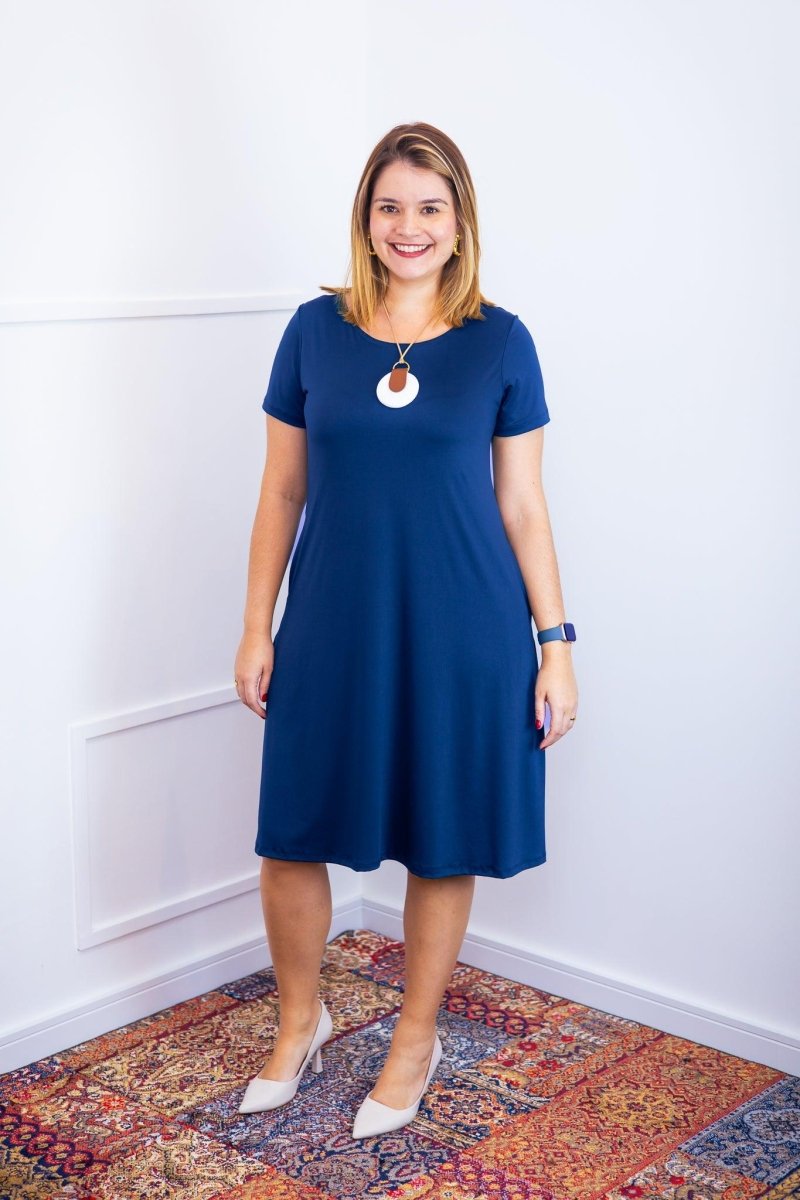 Vestido Sara - Malha Confort Midi com Manga - Naguirre Shop