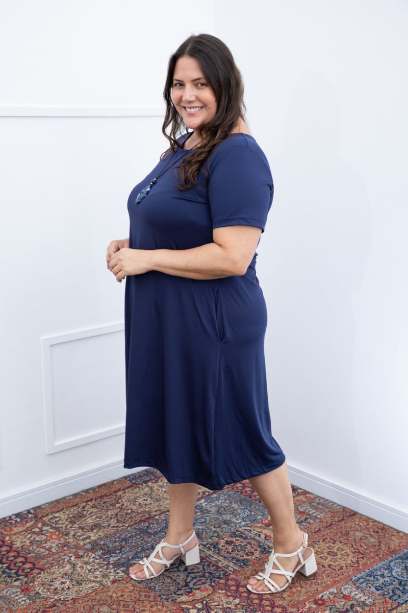 Vestido Sara - Malha Confort Midi com Manga - Naguirre Shop