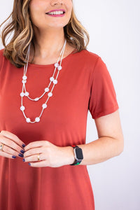 Vestido Sara - Malha Confort Midi com Manga - Naguirre Shop