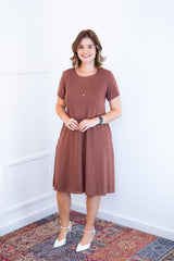 Vestido Sara - Malha Confort Midi com Manga - Naguirre Shop