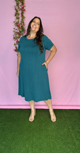 Vestido Sara - Malha Confort Midi com Manga - Naguirre Shop