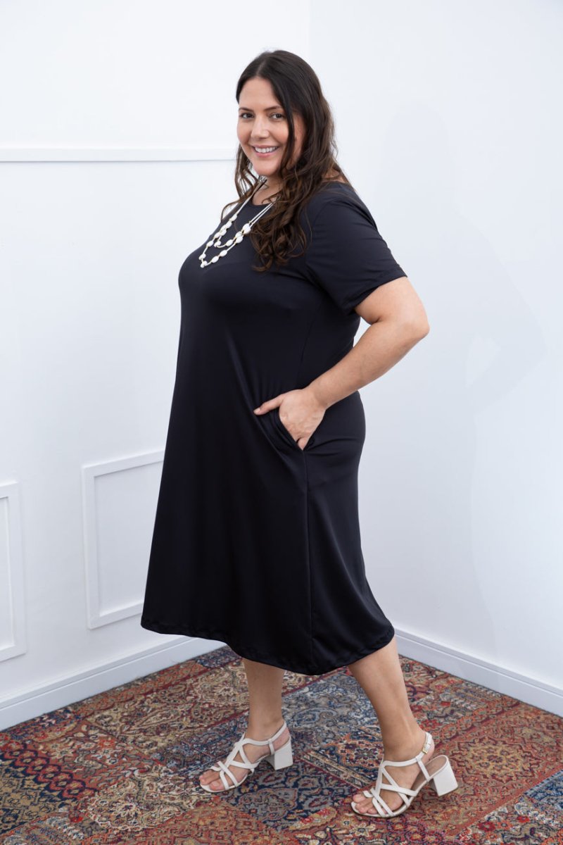 Vestido Sara - Malha Confort Midi com Manga - Naguirre Shop