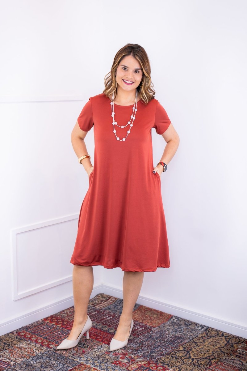 Vestido Sara - Malha Confort Midi com Manga - Naguirre Shop