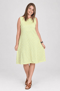 Vestido Sofia na cor Mini Poá Amarelo com Azul, foto 1 de 2