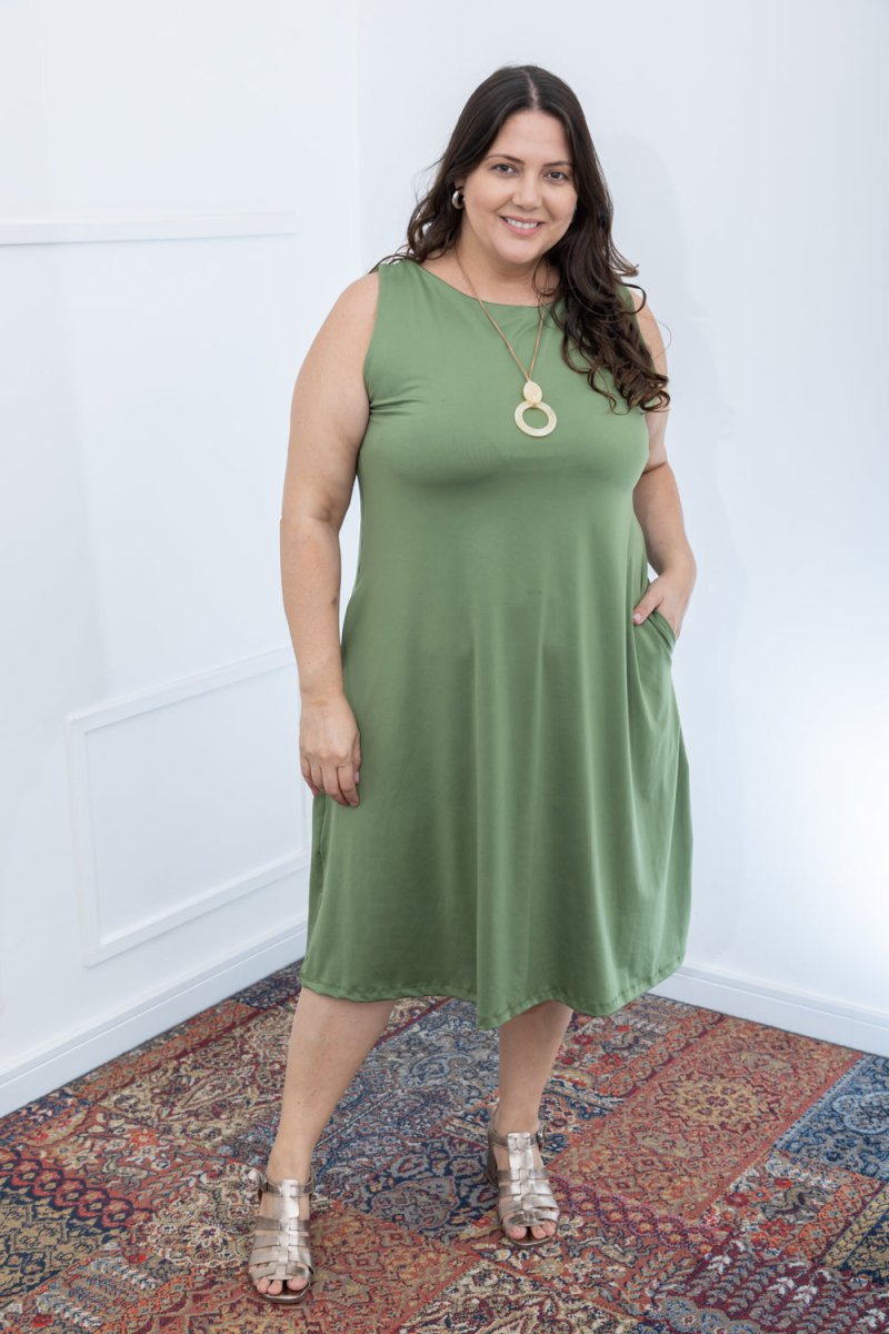 Vestido Sofia - Malha Confort Regata Midi - Naguirre Shop