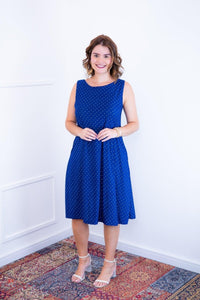 Vestido Sofia na cor Poá Azul (Estampa), foto 1 de 2