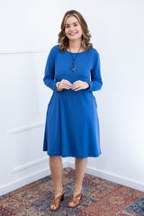 Vestido Sofia – Manga Longa com Gola Redonda Midi em Malha Confort - Naguirre Shop