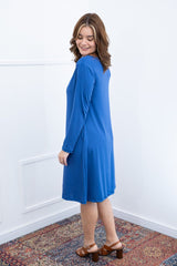 Vestido Sofia – Manga Longa com Gola Redonda Midi em Malha Confort - Naguirre Shop