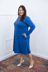 Vestido Sofia – Manga Longa com Gola Redonda Midi em Malha Confort - Naguirre Shop
