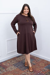 Vestido Sofia – Manga Longa com Gola Redonda Midi em Malha Confort - Naguirre Shop