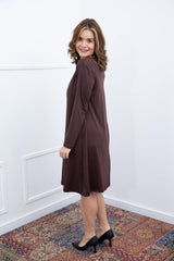 Vestido Sofia – Manga Longa com Gola Redonda Midi em Malha Confort - Naguirre Shop