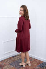 Vestido Sofia – Manga Longa com Gola Redonda Midi em Malha Confort - Naguirre Shop