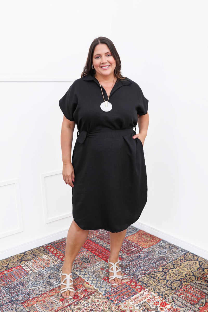 Vestido Suzy - Midi em Linho Light com Bolsos Laterais - Naguirre Shop