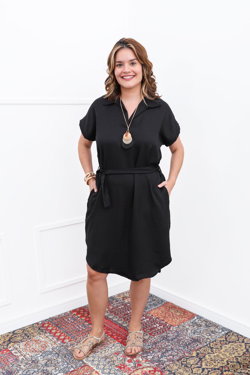 Vestido Suzy - Midi em Linho Light com Bolsos Laterais - Naguirre Shop
