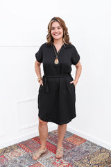 Vestido Suzy - Midi em Linho Light com Bolsos Laterais - Naguirre Shop