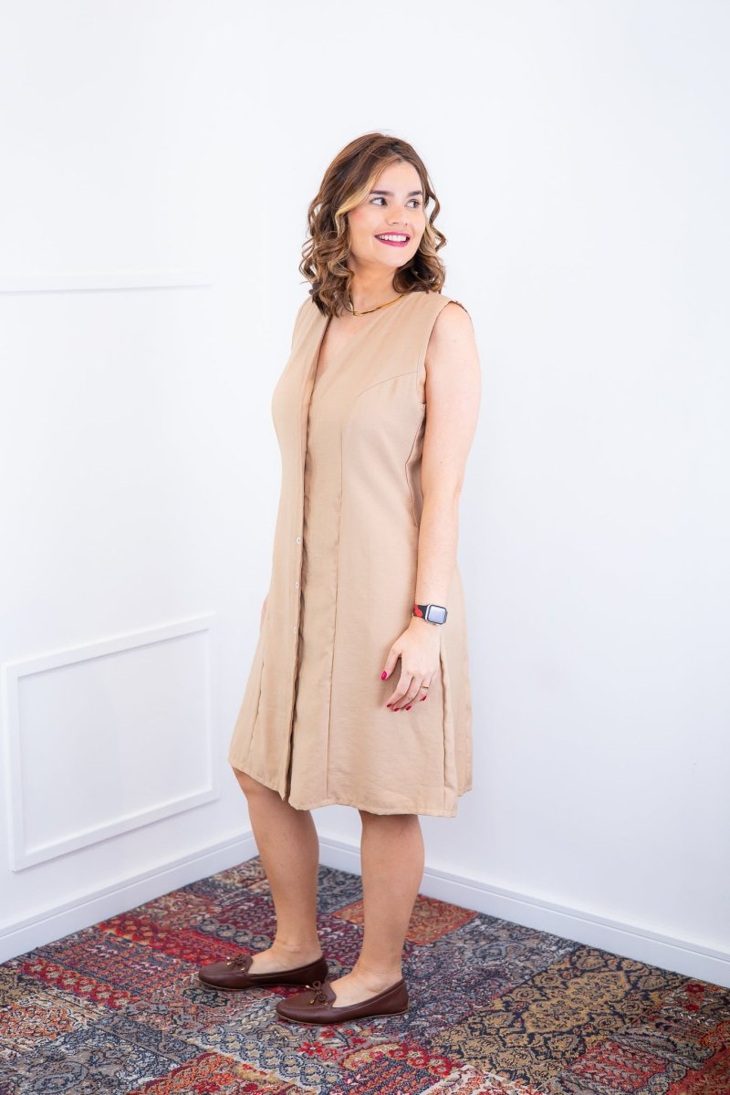 Vestido Vanessa – Midi Regata Ajustável em Viscose Marrant - Naguirre Shop
