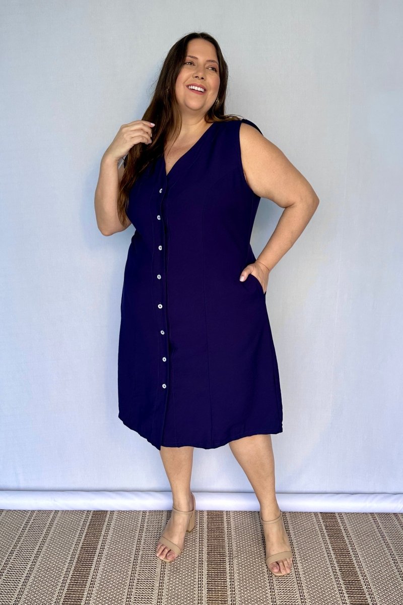 Vestido Vanessa – Midi Regata Ajustável em Viscose Marrant - Naguirre Shop