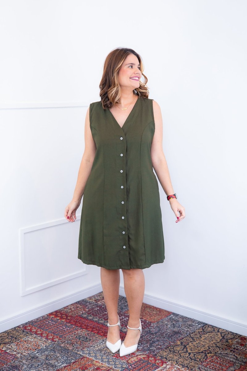 Vestido Vanessa – Midi Regata Ajustável em Viscose Marrant - Naguirre Shop