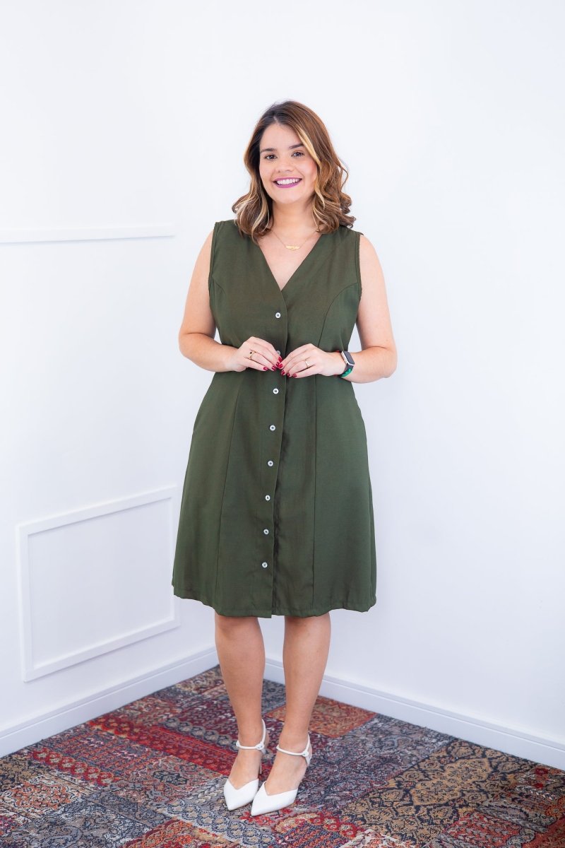 Vestido Vanessa – Midi Regata Ajustável em Viscose Marrant - Naguirre Shop