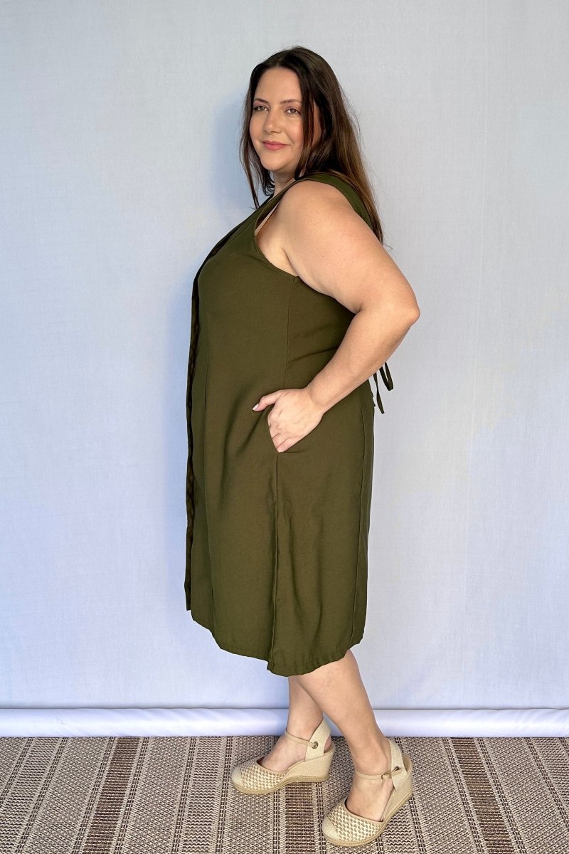 Vestido Vanessa – Midi Regata Ajustável em Viscose Marrant - Naguirre Shop