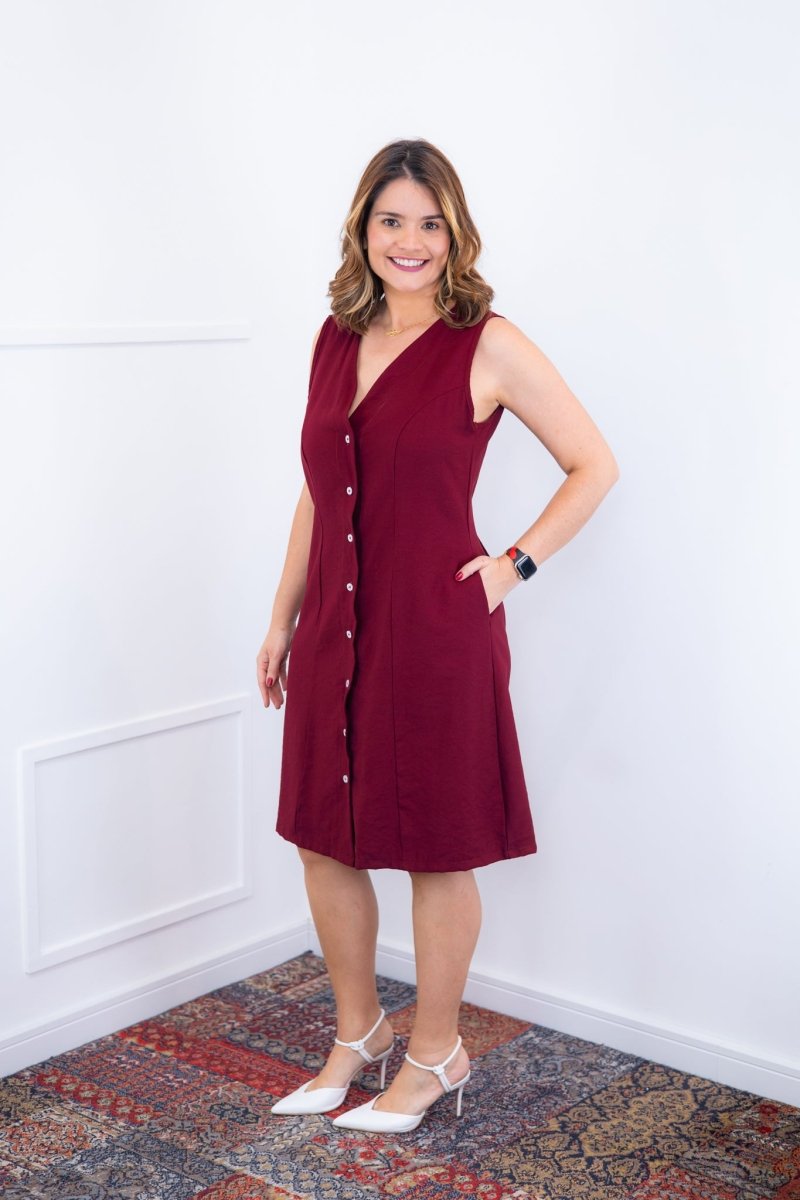 Vestido Vanessa – Midi Regata Ajustável em Viscose Marrant - Naguirre Shop