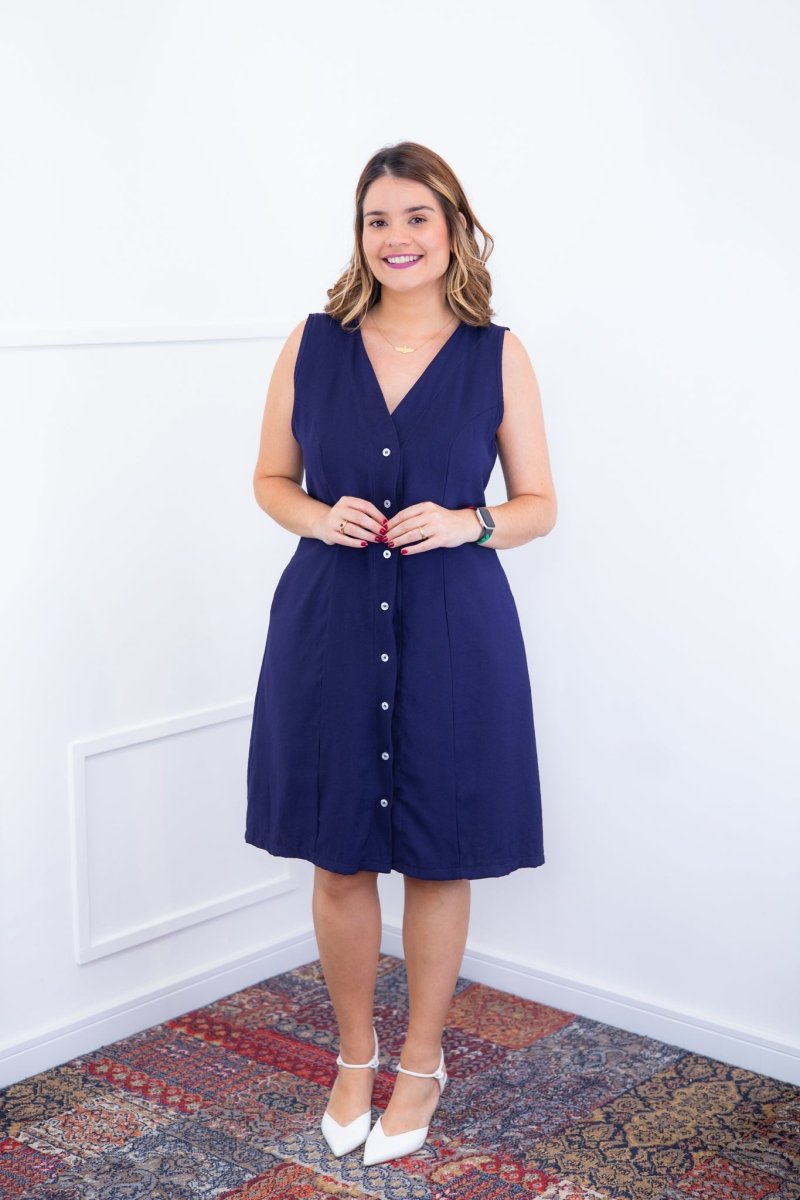 Vestido Vanessa – Midi Regata Ajustável em Viscose Marrant - Naguirre Shop