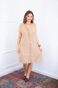 Vestido Vanessa – Midi Regata Ajustável em Viscose Marrant - Naguirre Shop
